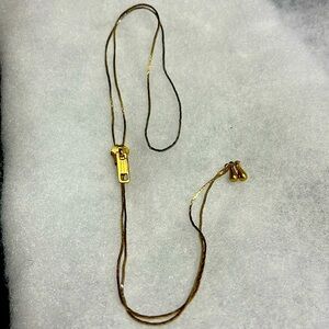 Vintage Gold Tone Adjustable Zipper Necklace